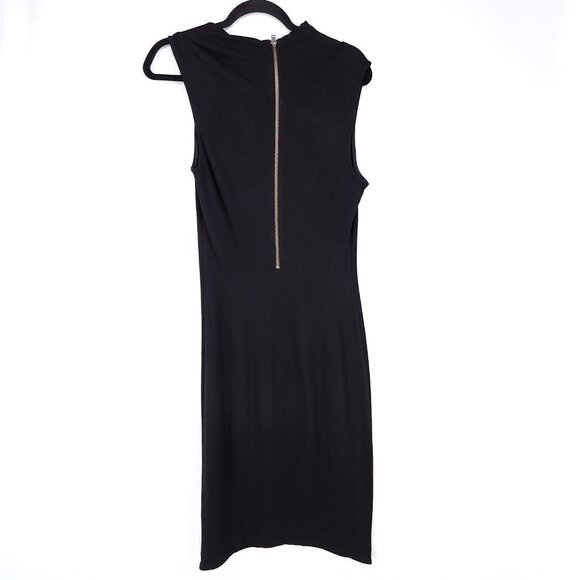 Helmut Lang Black Sheath Dress Large Back Zip Sleeveless Stretch Asymmetrical - Picture 2 of 11